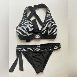 House of Dereon zebra two piece swimsuit